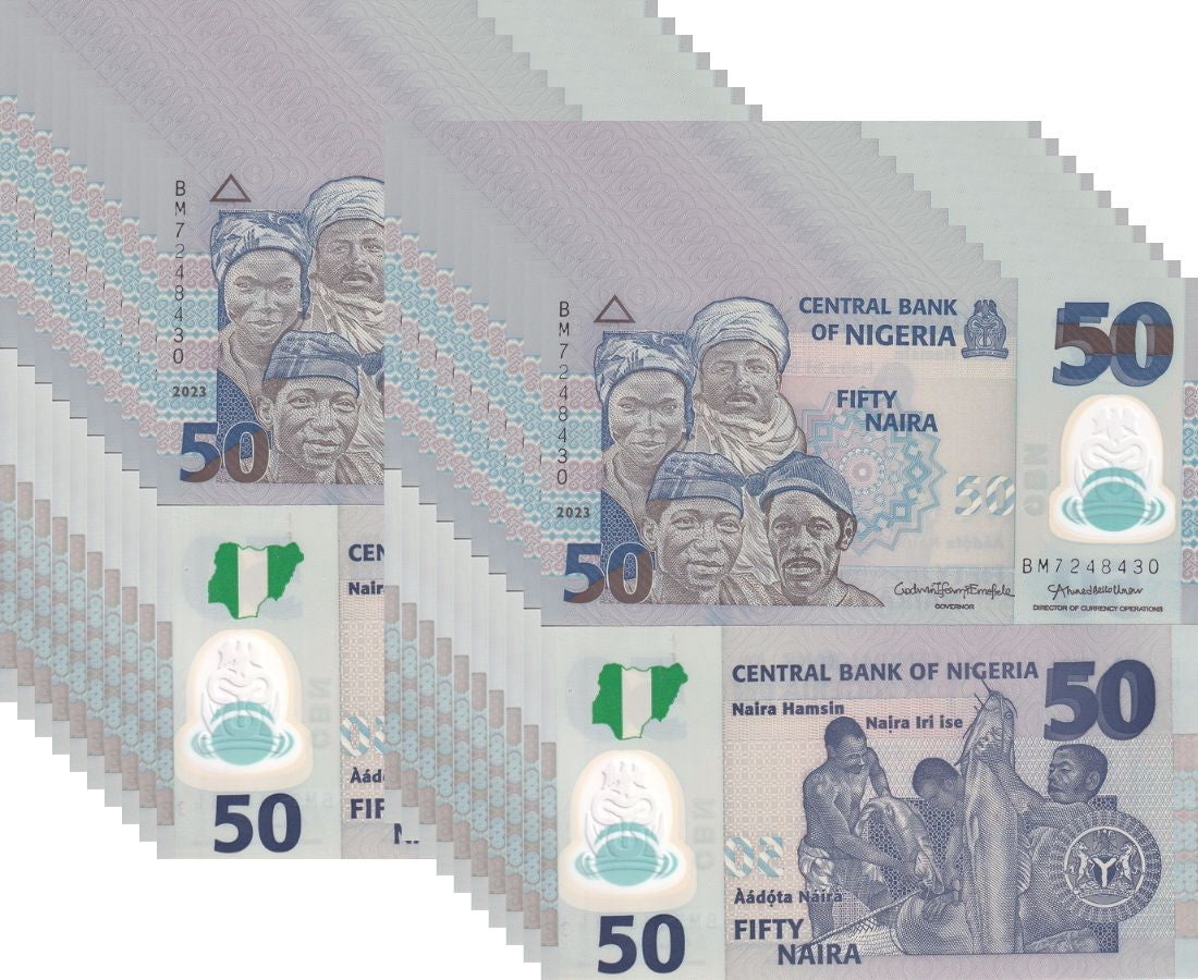 Nigeria 50 Naira 2023 P 40 Polymer UNC LOT 20 PCS