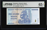Zimbabwe 100 Trillion Dollars 2008 P 91 Gem UNC PMG 65 EPQ Victoria Falls