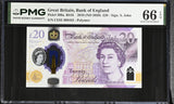 Great Britain 20 Pounds 2018 ND 2020 P 396 a Polymer QEII Gem UNC PMG 66 EPQ