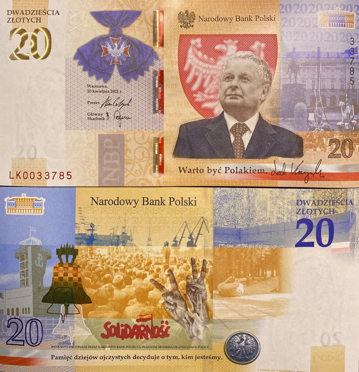 Poland 20 Zlotych Lech Kaczynski Worth Being Pole Comm  2021 P 195 No Folder UNC