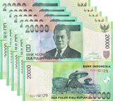 Indonesia 20000 Rupiah 2004/2014 P 151 d UNC LOT 5 PCS