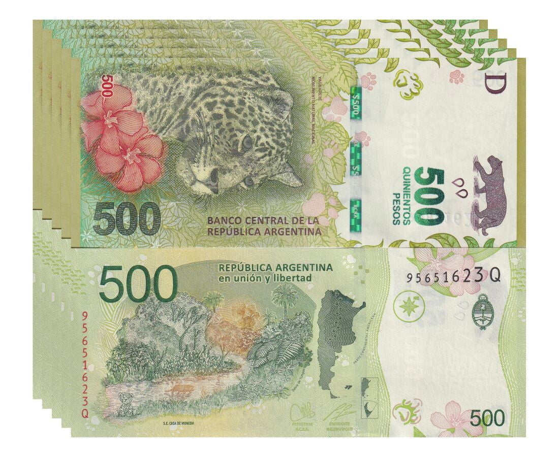 Argentina 500 Pesos ND 2016 P 365 Random Suffix UNC LOT 5 PCS