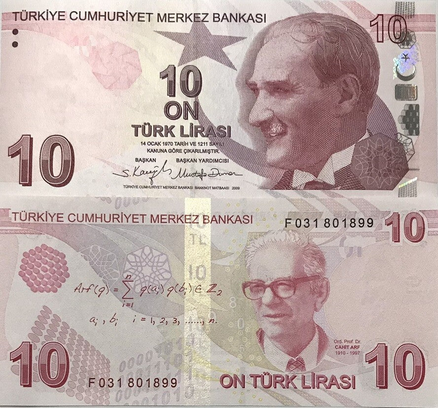 Turkey 10 Lira 2009/2022 P 223 Mixed Prefix & Year UNC