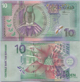 Suriname 10 Gulden 2000 P 147 Black-throated mango UNC