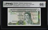 Gibraltar 5 Pounds 1988 P 21 b Gem UNC PMG 66 EPQ ,TDLR ,WTM QEII
