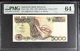 Indonesia 5000 Rupiah 1992 / 1996 P 130 e Choice UNC PMG 64