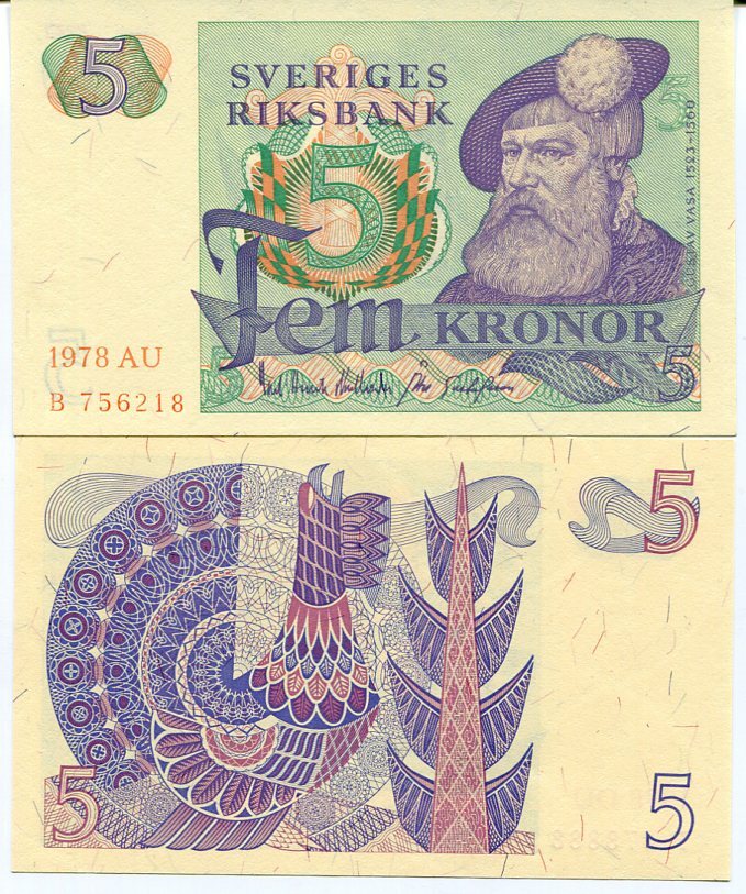 Sweden 5 Kronor Mixed Year P 51 UNC