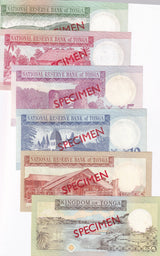 Tonga Set 6 UNC 1 2 5 10 20 50 Pa'anga ND 1995 P 31 32 33 34 35 36 SPECIMEN UNC