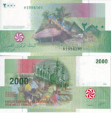 Comoros 2000 Francs 2005 P 17 UNC , Mosque and market of Moroni ,Huts