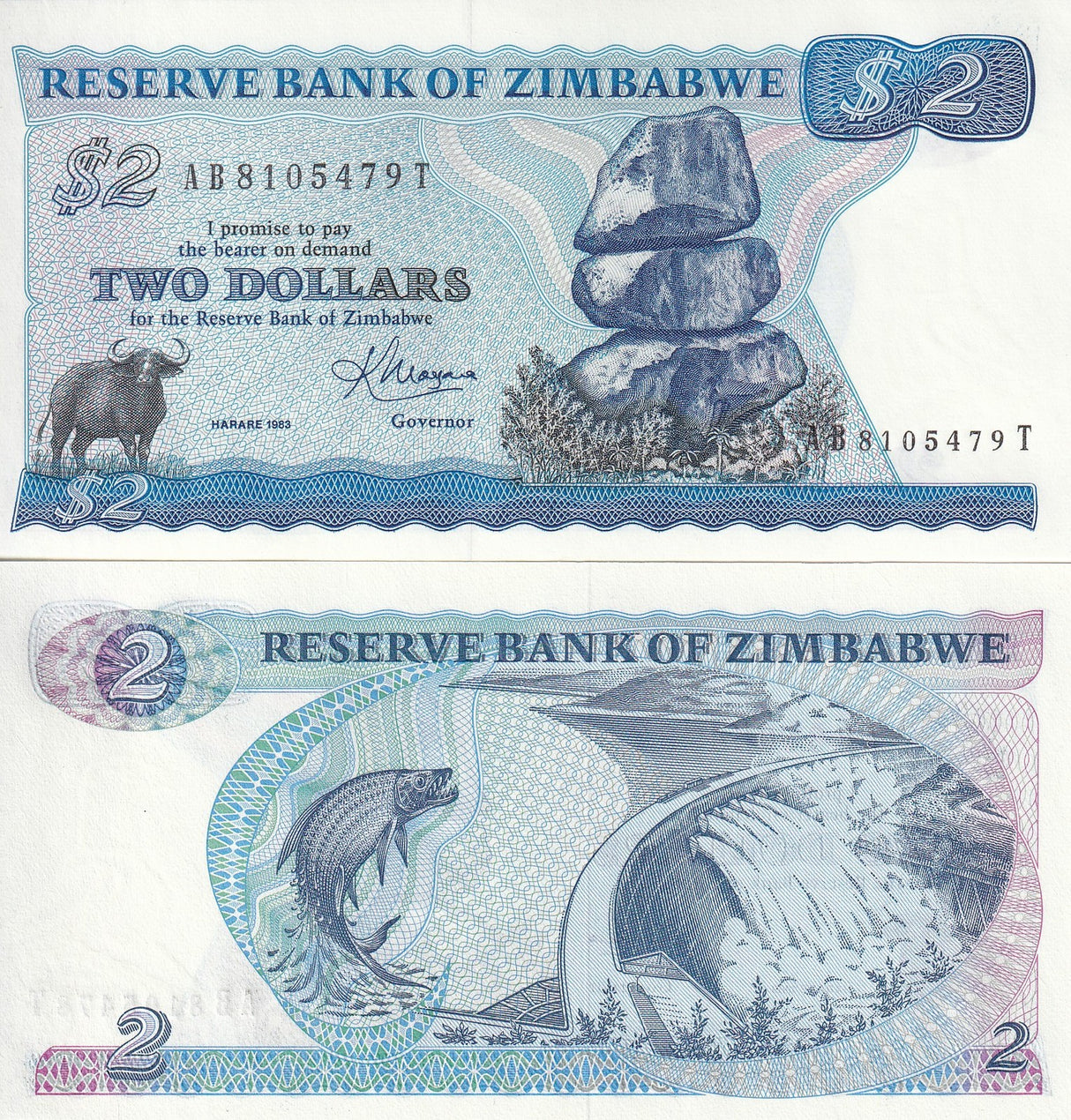 Zimbabwe 2 Dollars 1983 P 1 b UNC
