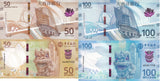 Macau SET 4 UNC 50 100 Patacas 2025 P 92 93 131 132 BOC & BNU Macao Lion