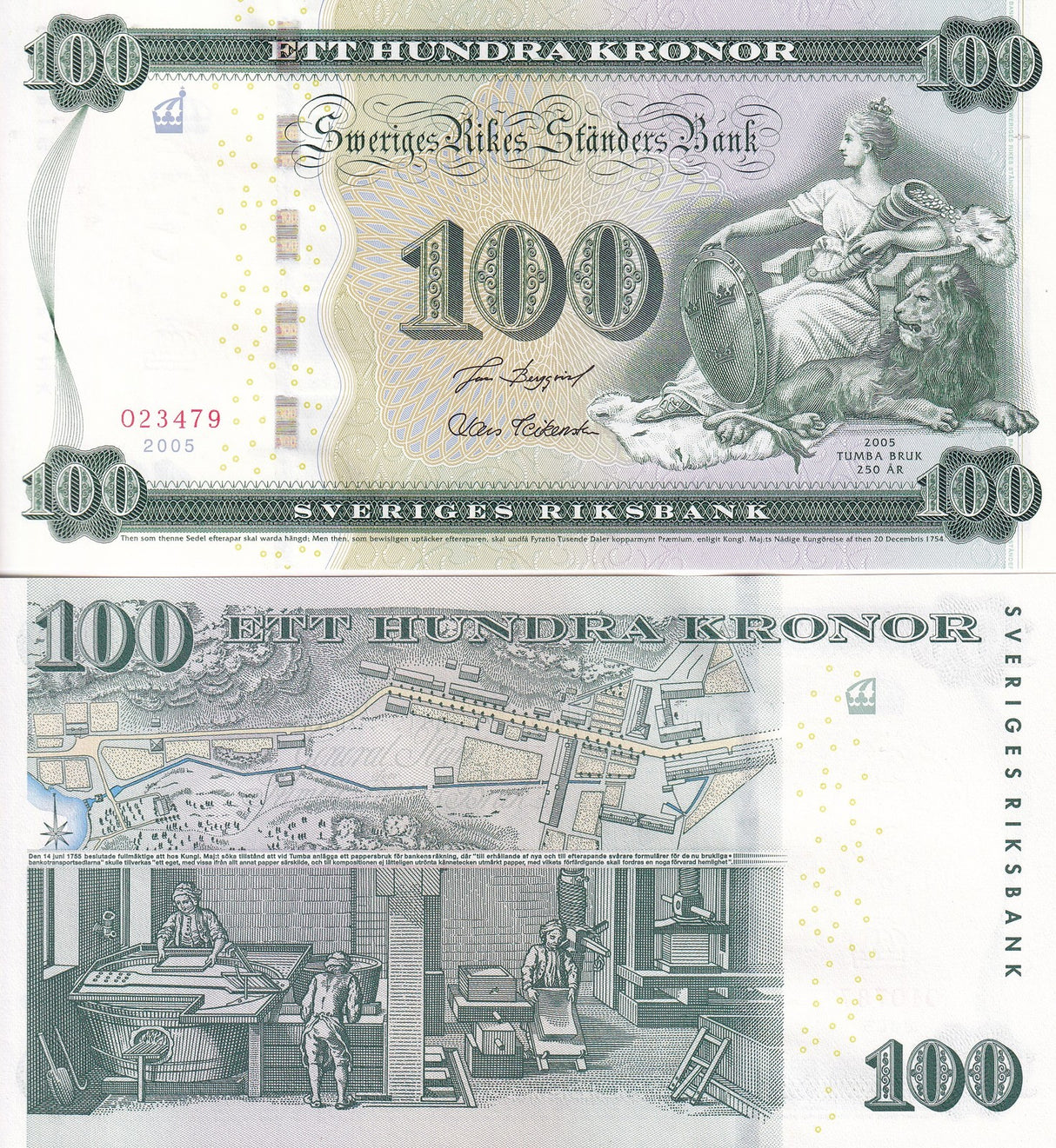Sweden 100 Kronor 2005 Commemorative P 68 UNC W/FOLDER