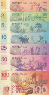 MAYDA Set 7 , 1 2 5 10 25 50 100 Dollars Fantasy Insect Dragonfly flower