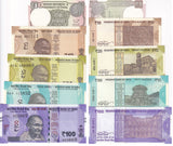 India Set 5 UNC 1 10 20 50 100 Rupees Random Year P 109 111 112 113 117A