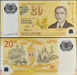 Singapore SET 2 PCS 20 Dollars 2007 2019 P 53 P 63 UNC
