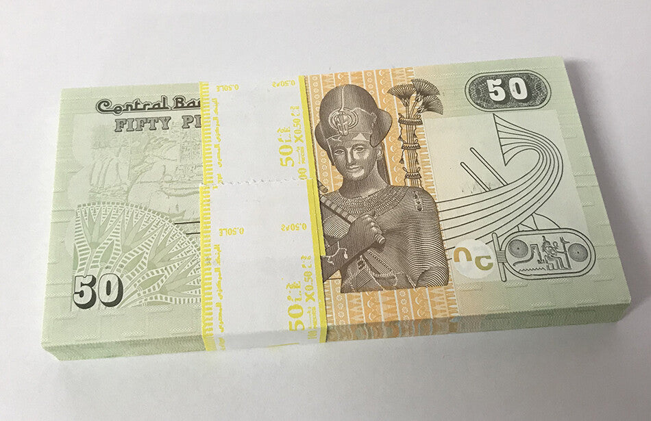 Egypt 50 Piastre Mixed Year P 70 UNC LOT 100 PCS 1 Bundle