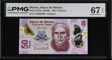 Mexico 50 Pesos 2017 P 123Az Superb Gem UNC PMG 67 EPQ
