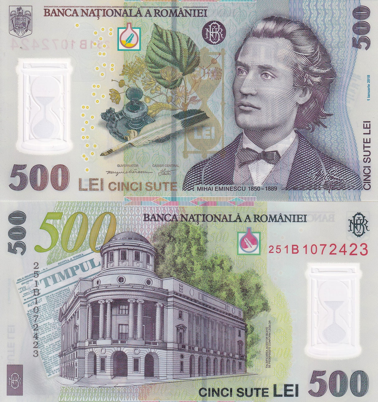 Romania 500 Lei 2018/2025 P 123 Polymer UNC