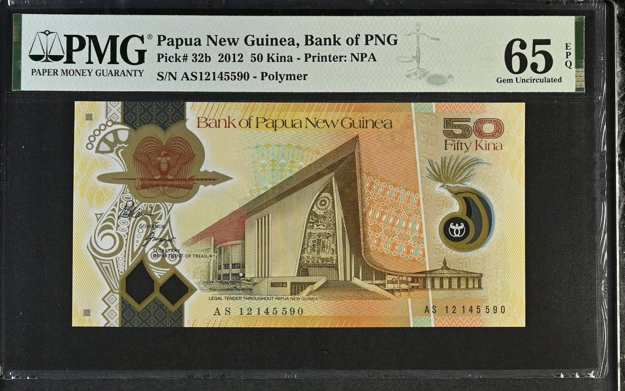 Papua New Guinea 50 Kina 2012 P 32 b Gem UNC PMG 65 EPQ