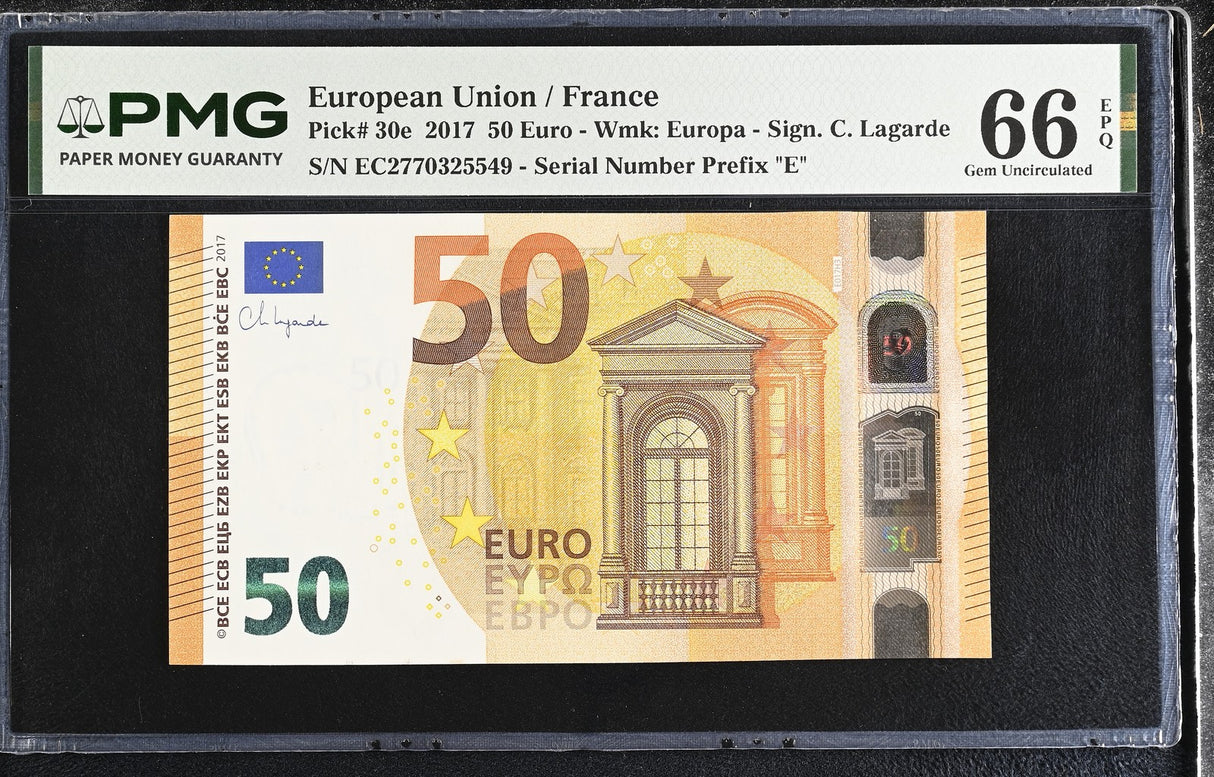Euro 50 Euro 2017 France P 30 e EC Gem UNC PMG 66 EPQ