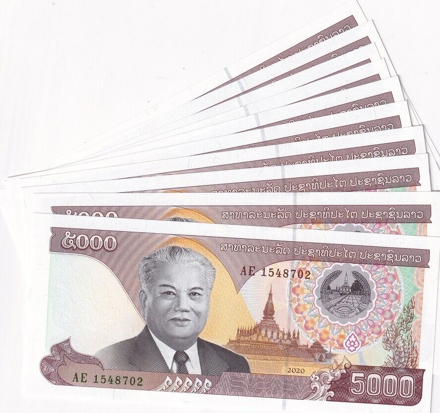 Laos 5000 Kip 2020/2022 P 41Aa LOT 10 UNC