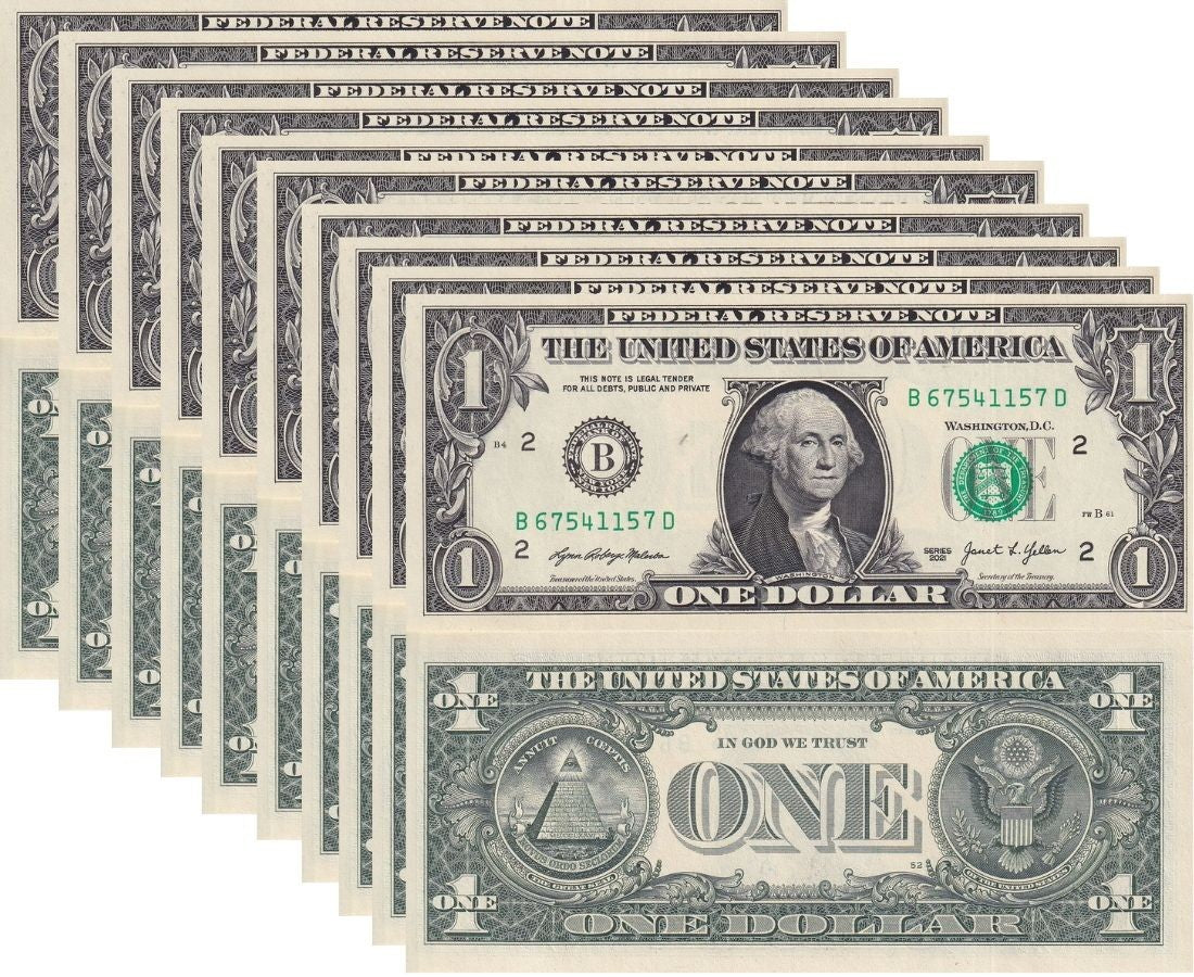 United States 1 Dollars USA 2021 P 549 New York NY "B" letter UNC LOT 10 PCS