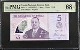 Tonga 5 Pananga ND 2023 P 51 Polymer Superb Gem UNC PMG 68 EPQ TOP POP
