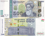 Tajikistan 500 Somoni 2021 P 22 UNC Abuabdullokhi Rudaki Dushanbe
