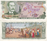 Costa Rica 5 Colones 1989 P 236 d UNC