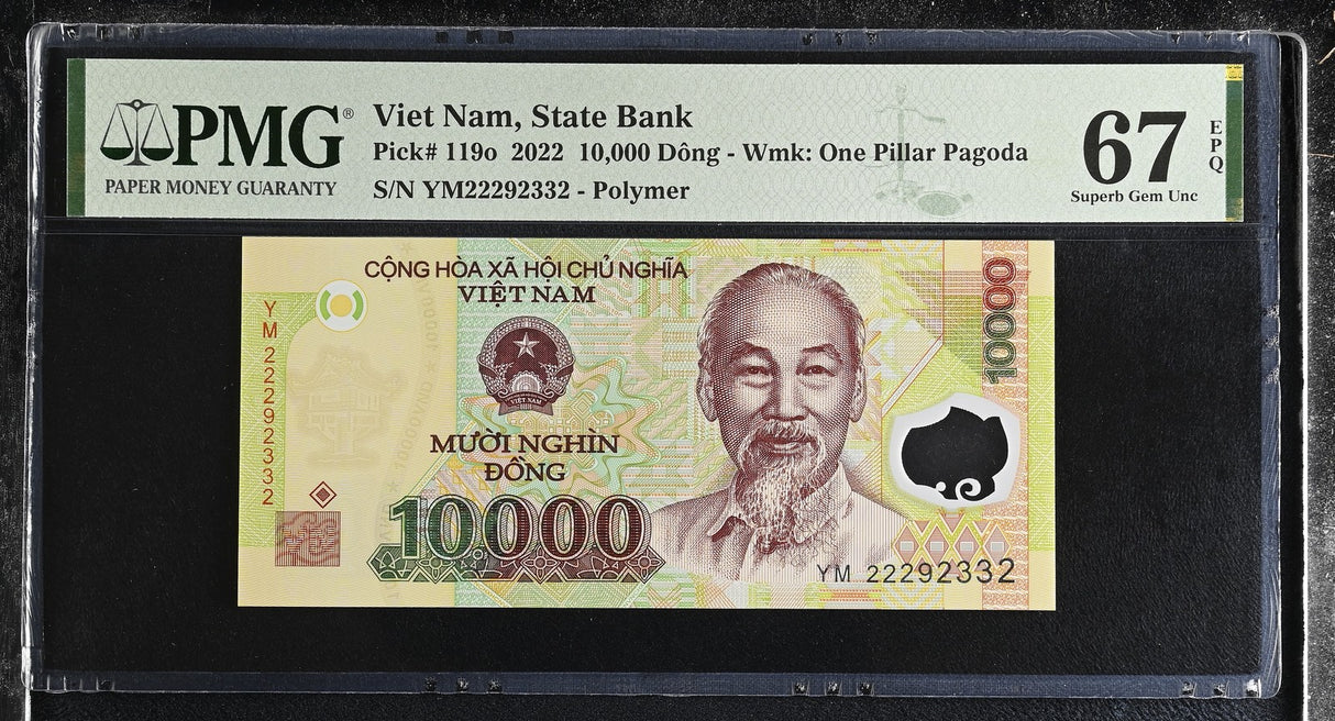 Vietnam 10000 Dong 2022 Polymer P 119 o Superb Gem UNC PMG 67 EPQ
