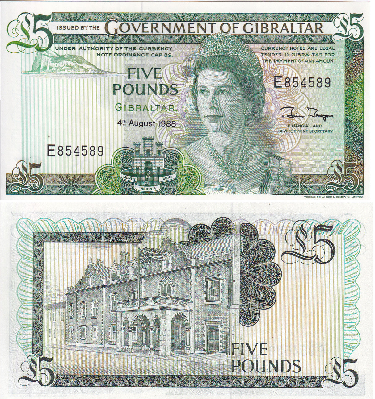 Gibraltar 5 Pounds 1988 P 21 b UNC