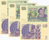 Sweden 5 Kronor Mixed Year P 51 UNC LOT 3 PCS