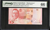 Belize 5 Dollars 2025 P 74 a* Replacement Z Prefix Gem UNC PMG 66 EPQ