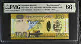 Solomon Islands 100 Dollars ND 2015 P 36 a* X/1 Replacement Gem UNC PMG 66 EPQ