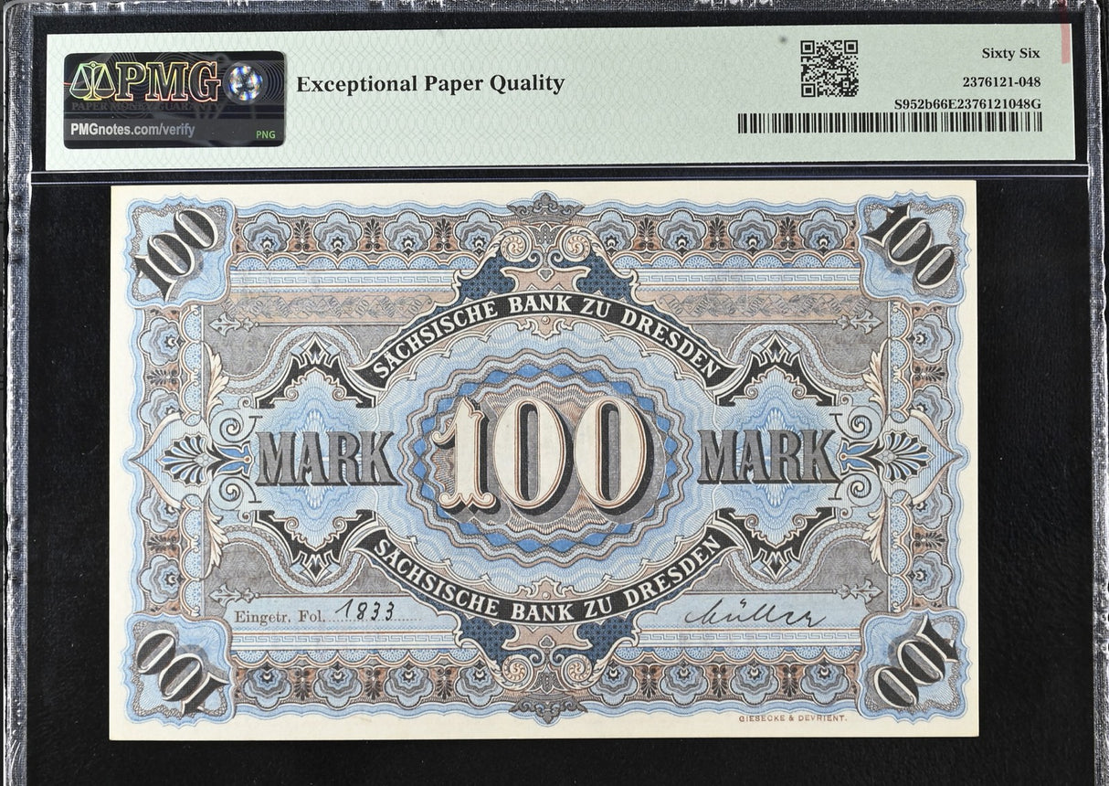 Germany 100 Mark 1911 P S952 b Gem UNC PMG 66 EPQ