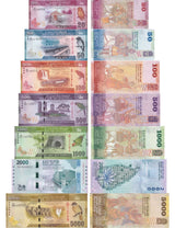 Sri Lanka Set 7 UNC 20 50 100 500-2000 5000 Rupees 2022-2025 Dvithva Liya Vela