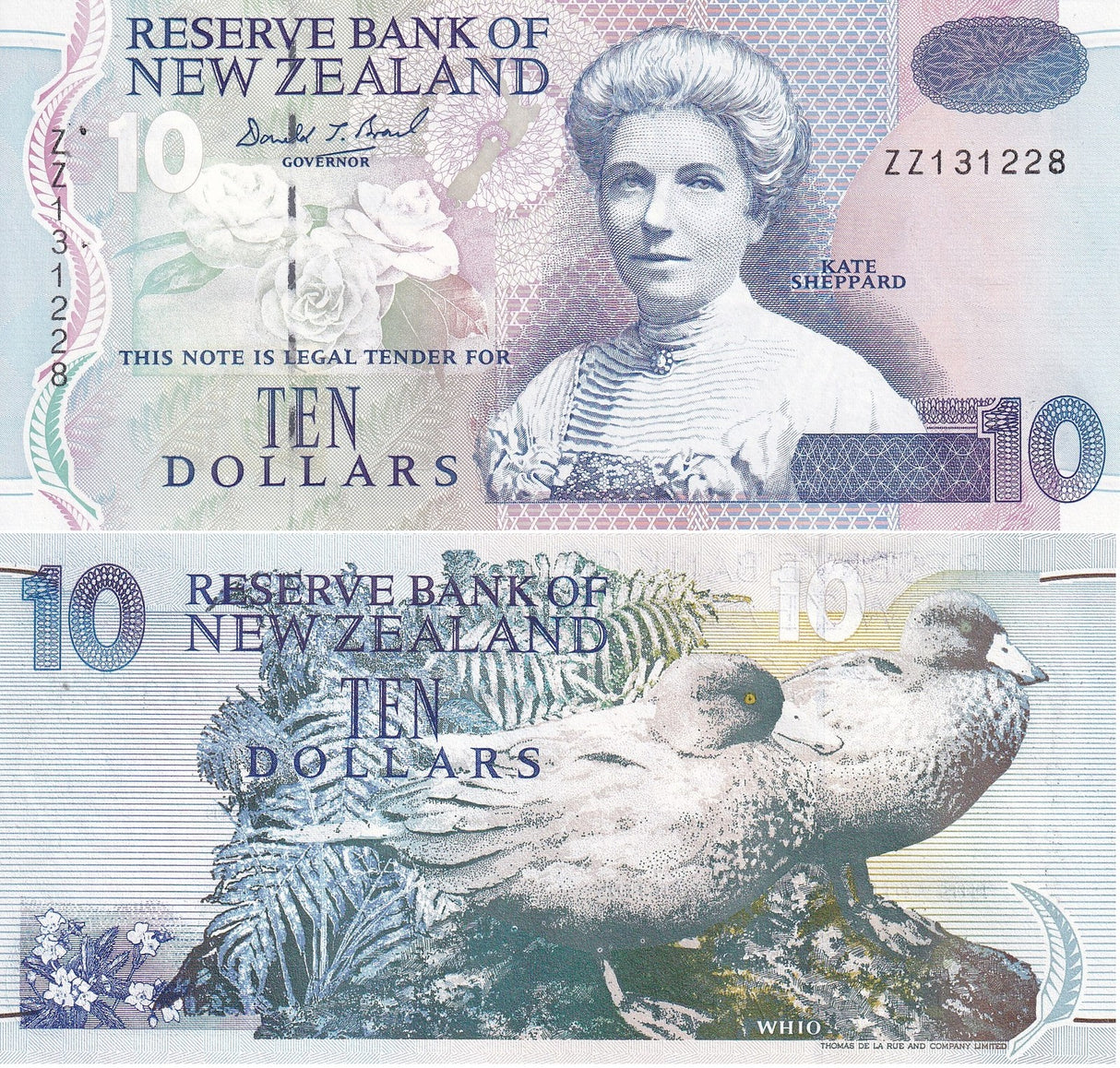 New Zealand 10 Dollars ND 1992 ZZ Replacement P 178 UNC + DOT See Scan