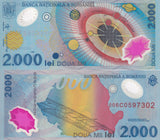Romania 2000 Lei 1999 P 111 a Polymer UNC Solar , Track of the solar eclipse