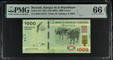 Burundi 1000 Francs 2021 ND 2022 P 51 b Gem UNC PMG 66 EPQ