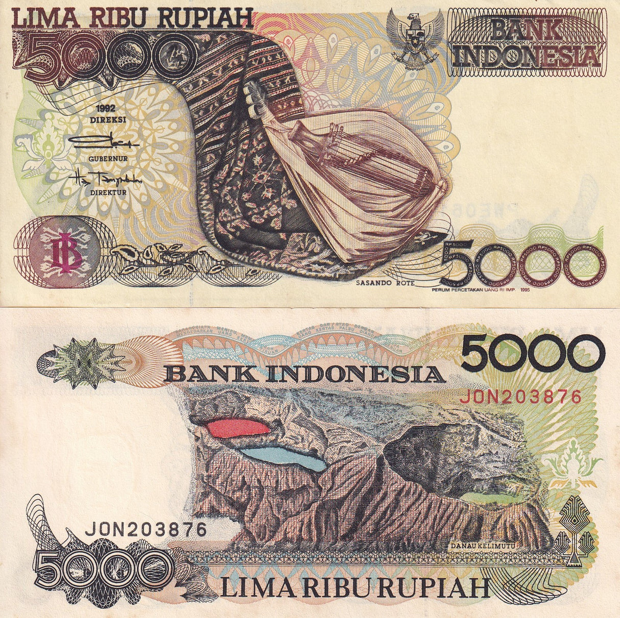 Indonesia 5000 Rupiah 1992 / Random year P 130 XF+