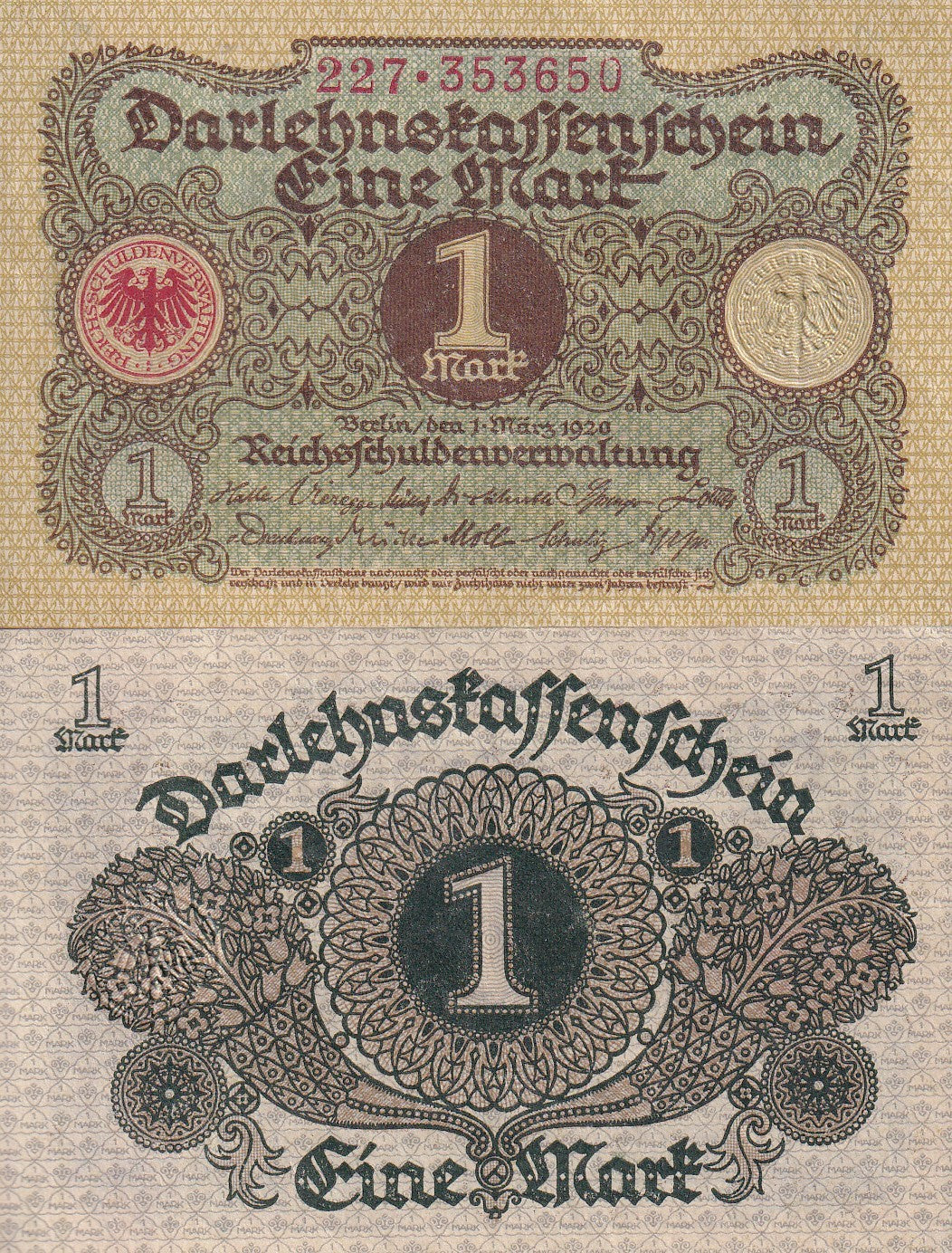 Germany 1 Mark 1920 P 58 Aunc