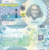 UNITED STATE USA. 50 Dollars 2020 POLYMER 42nd Washington Seattle Private issued