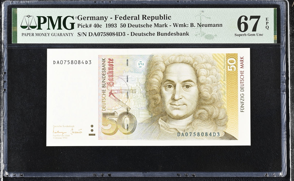 Germany 50 Deutsche Mark 1993 P 40 c Superb Gem UNC PMG 67 EPQ