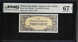 Netherlands Indies 10 Cents ND 1942 P 121 a Superb Gem UNC PMG 67 EPQ