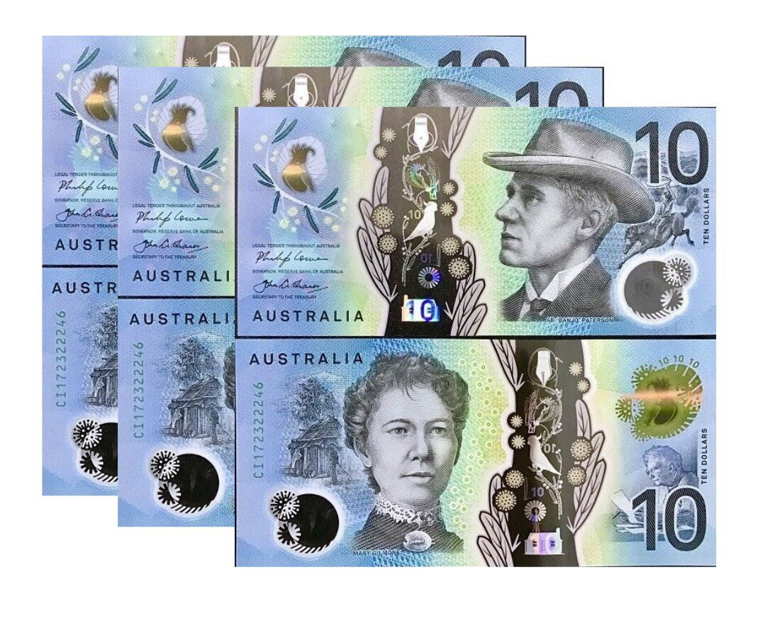 Australia 10 Dollars 2017 P 63 Polymer UNC LOT 3 PCS, Mary Gilmore , Banjo