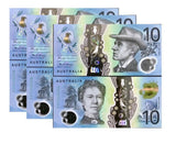 Australia 10 Dollars 2017 P 63 Polymer UNC LOT 3 PCS, Mary Gilmore , Banjo
