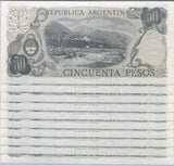 Argentina 50 Pesos ND 1976-78 P 301 UNC LOT 10 PCS 1/10 BUNDLE