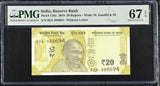 India 20 Rupees 2019 P 110 a Superb Gem UNC PMG 67 EPQ