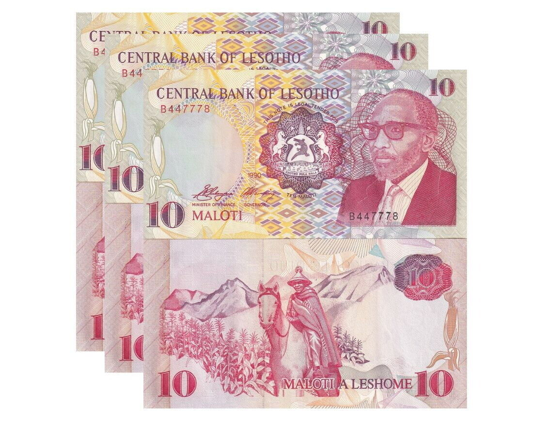 Lesotho 10 Maloti 1990 P 11 UNC LOT 3 PCS