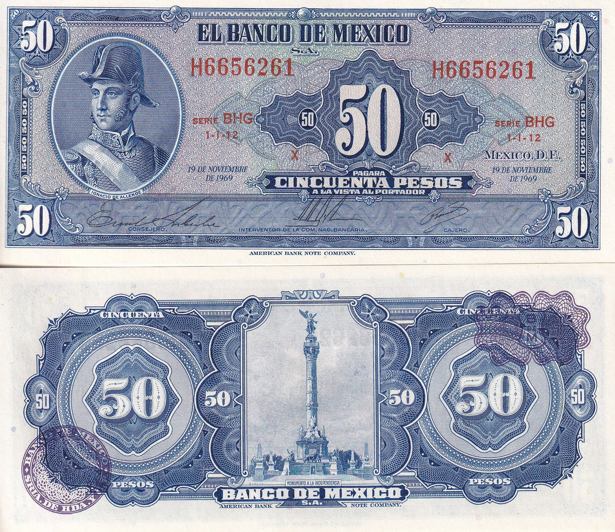 Mexico 50 Pesos 19.11.1969 P 49 r UNC